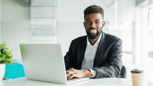 black business man working on laptop